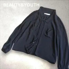 【美品】BEAUTY&YOUTH ブラック　長袖　シアーシャツ　ブラウスのサムネイル