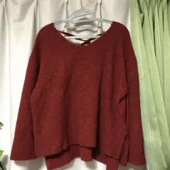 SENSE OF PLACE 赤 Vネックニット セーター