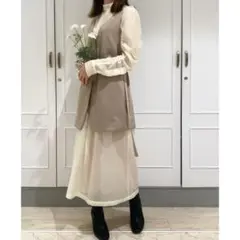 SNIDEL セットアップワンピ SWFO231098 ベージュ/ホワイト