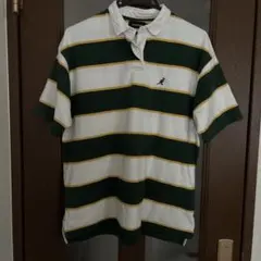 KANGOL ボーダー ラガーシャツ グリーン×ホワイト Mのサムネイル