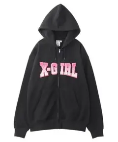X-girl ジップアップパーカー　ミニ丈　フーディー