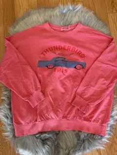 【韓国ファッション】車スウェット　ピンク