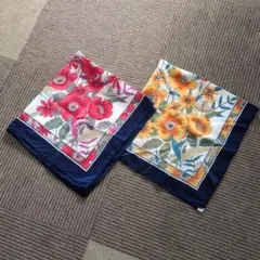 花柄シルクスカーフ2枚セット