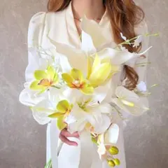 白　胡蝶蘭　ブーケ　カラー　アーティフィシャルフラワー　結婚式　ウェディング
