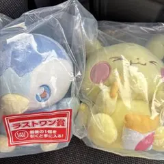 ポケピース 一番くじ B賞ピカチュウ　ラストワン賞ポッチャマ ぬいぐるみ