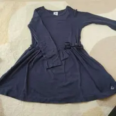 PETIT BATEAU ネイビー長袖ワンピース 116cm