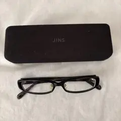 JINS ブラック スクエアメガネ ケース付き