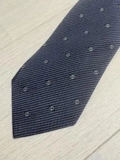 GUCCI ネイビー シルク ネクタイ ドットパターン