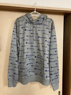 Champion 総柄 パーカー グレー ＬＬサイズ