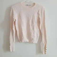 ZARA アイボリー編み地ニット 長袖