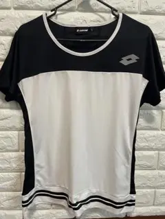 Lotto メッシュストライプTシャツ Lサイズ