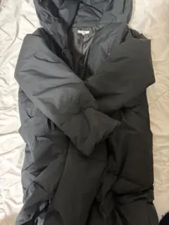 グレー フード付き ロングダウンジャケット・ロングコート・アウター・ジャンバー