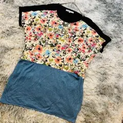 【セール品】　Cutie Blonde フラワープリント L 半袖Tシャツ