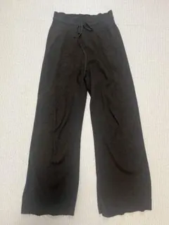 ウォッシャブルリブニットパンツ ブラウン