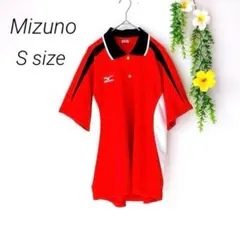ミズノMizuno 半袖 ポロシャツ （S）黒/レッド/白 スポーツ ジム 刺繍のサムネイル