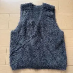 グレー ファー ニットベスト