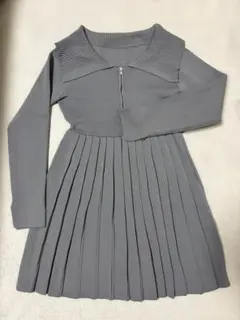 Heather ジッププリーツニットミニワンピ