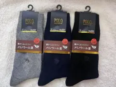 【新品】POLO. メリノウール混　クルー丈ソックス　25〜27cm 3足