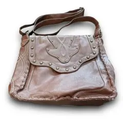 た*様 レザーバッグ ショルダーバッグ サコッシュ スタッズ ブラウン