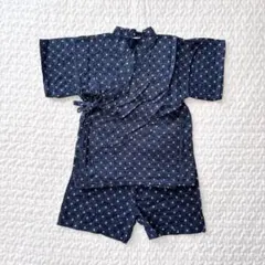 ネイビー 花柄 甚平 95cm 上下セット