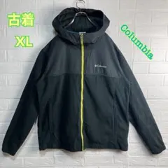 古着 Columbia フリースジャケットフード フルジップ ワンポイント刺繍