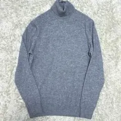 【近年 美品 カシミヤ100% L】ユニクロ　ニット　タートルネック　グレー