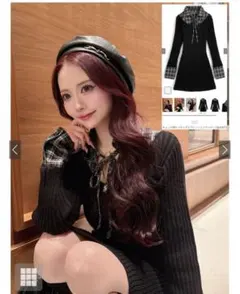 GRL チェック柄ドッキングリブニットミニワンピース ［ru1477］