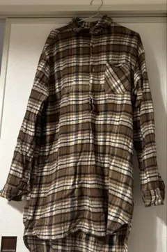 チェック古着ヴィンテージロングシャツ　グランパシャツ