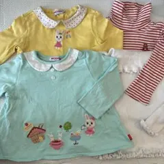 MIKI HOUSE 長袖セット　うさぎ刺繍 Tシャツ 90