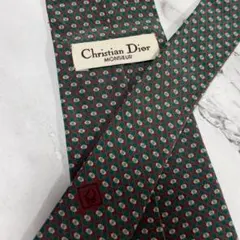 Christian Dior ディオール ネクタイ 総柄 グリーン 幾何学模様