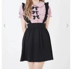 アンクルージュ サロペット付き サス付き ジャンスカ スカート ブラック フリル