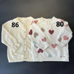 H&M アイボリー カーディガン 18M 86 ハートトレーナー12M 80