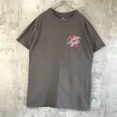 Y3789古着　Tシャツ バックプリント　ブラウングレー　90s Y2K