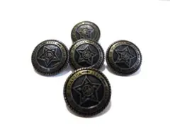 約15mm 12個入り ボタン 金色xブラック色 星 メタル 金属 ボタン