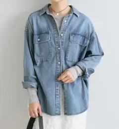 新品 リヴドロワ【MONN.:.(モン)】ビッグデニムシャツ＊サックスブルー