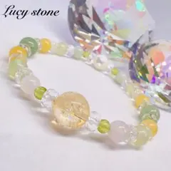 21 天然石 パワーストーン ブレスレット数珠15cm シトリン ペリドット