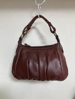 本革ハンドバッグ　赤茶　エンジ色　ボルドー　ワンハンドル　美品
