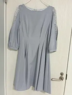 ライトブルー レースディテール ドレス