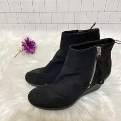 【H&M】ショートブーツ スウェード 40 サイドジップ 人気 ソールキレイめ