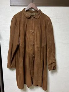 古着　ブラウン レザー　ロングコート　ビンテージ　レア