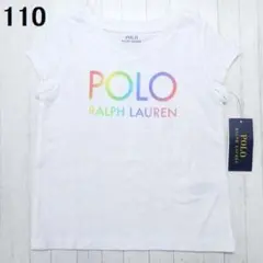 ポロ ラルフローレン ロゴ レインボーカラー 半袖Tシャツ 110cm 白