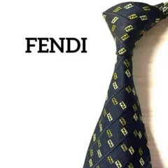 FENDI フェンディ　ネクタイ　ストライプ　ネイビー　FFズッカ柄のサムネイル