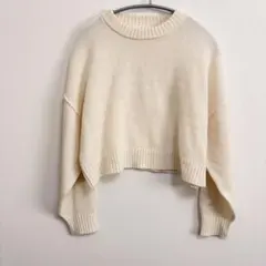 WEGO アイボリー クロップドニット