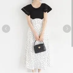 【tocco closet】 ビックカラーバックレースアップドッキングワンピース