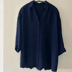 イング　トップス　ブラウス　Mサイズ　ネイビー 紺