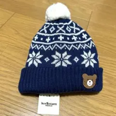 【新品】ミキハウス　ホットビスケッツ　ニット帽　ネイビー　Sサイズ