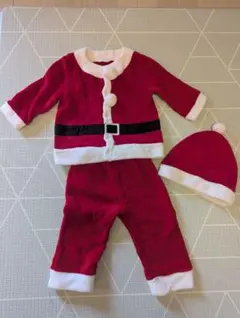 ２サイズセット サンタコスチューム 赤 フリース 帽子付き
