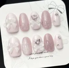 【S】ネイルチップ 韓国 量産 マグネット ラメ リボン 地雷 ウィッシュコア