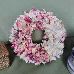 ハンドメイド 花モチーフ リース