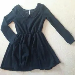 MOMO モモ ブラック ミニ ワンピース 黒 レース襟 丸襟付き